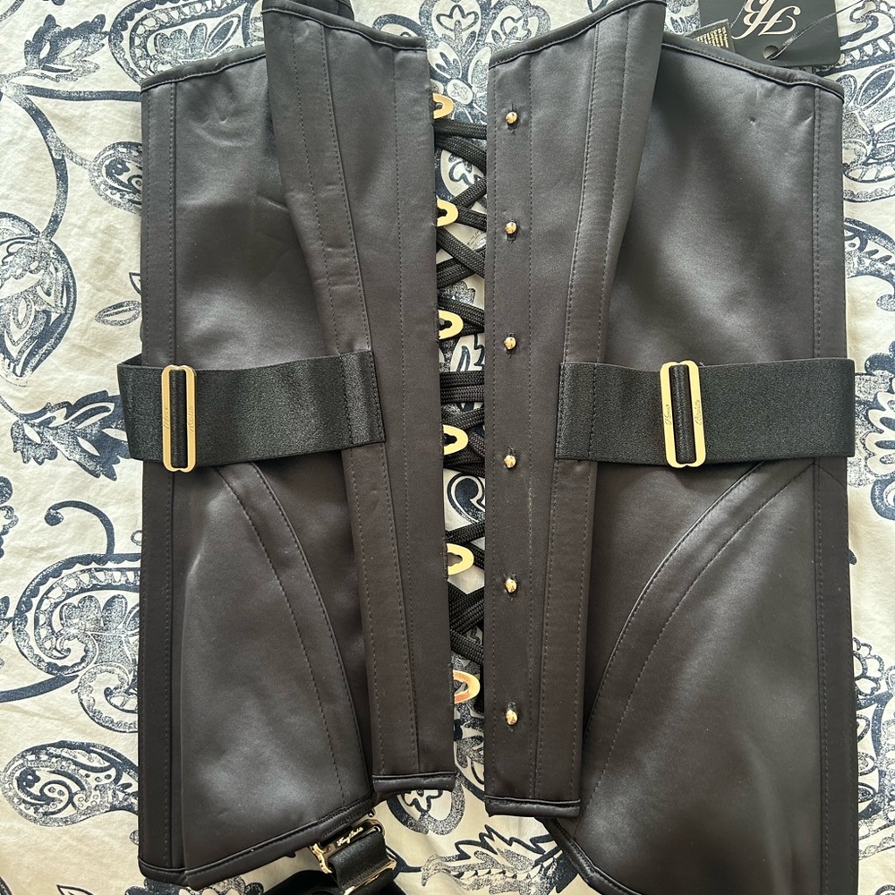Honey Birdette Black Corset with Gold Accents
